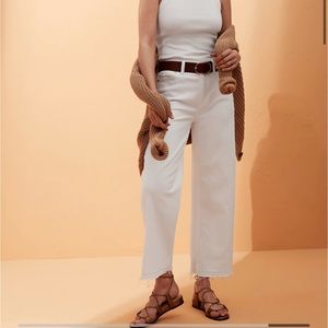 Banana Republic White wide leg frayed denim jeans